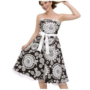 New RUBY ROX Size 7 Strapless Mandala‎ Print Cotton Stretch Fit and Flare Dress